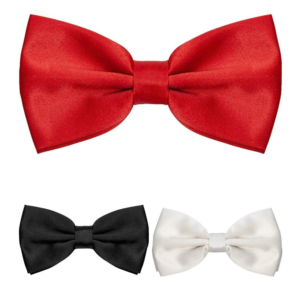 Adjustable Bowtie, Men Bowtiepre-Tied Bow Tie, ( Bundle 3pcs Black,White, Red‎ )